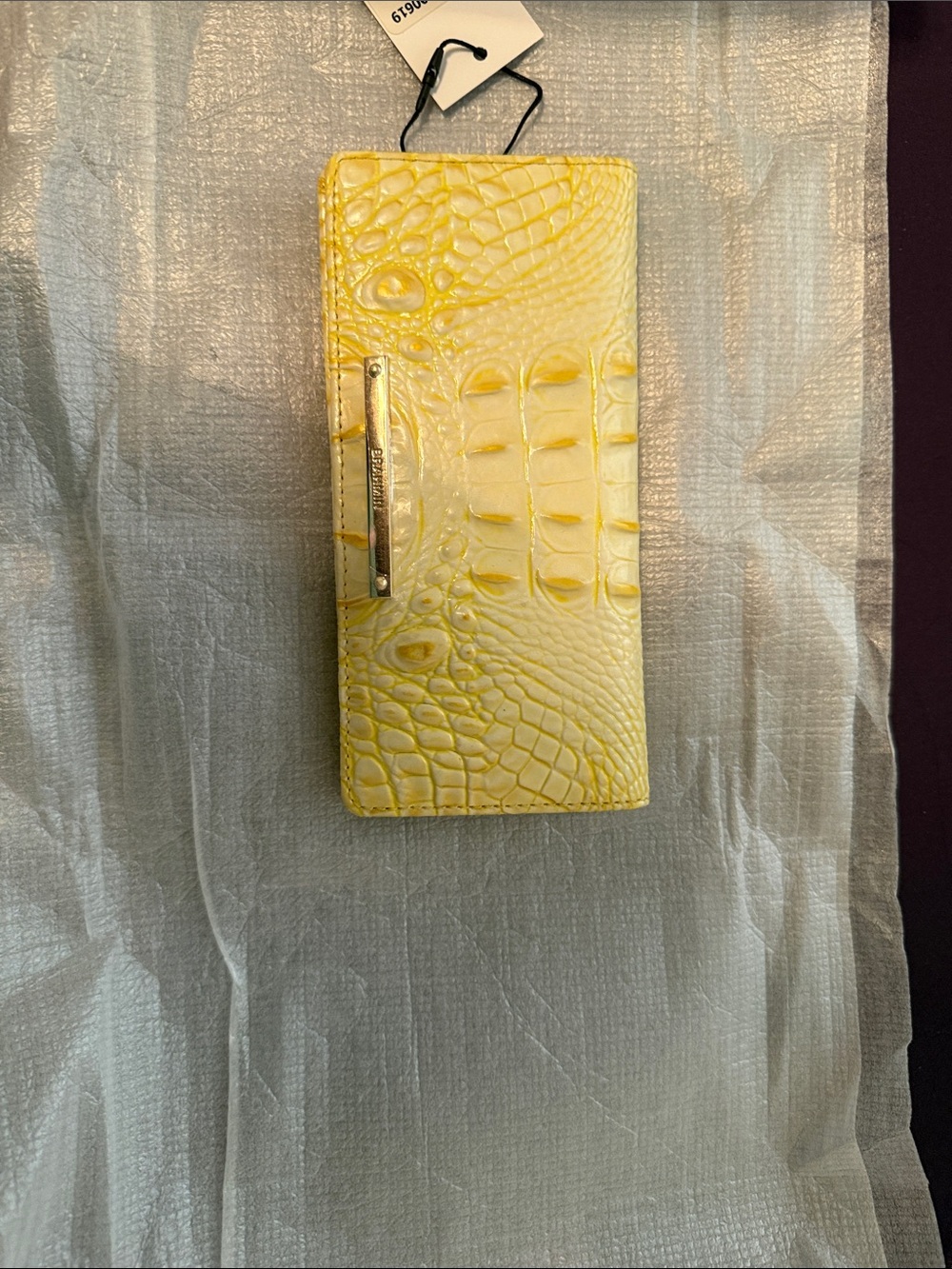 Brahmin Yellow Croc-Embossed Leather Wallet